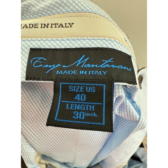 Zignone Italy ENZO MANTOVANI Mens Gray Wool Cashmere Dress Pants Cuffed 40x30 - Picture 9 of 10